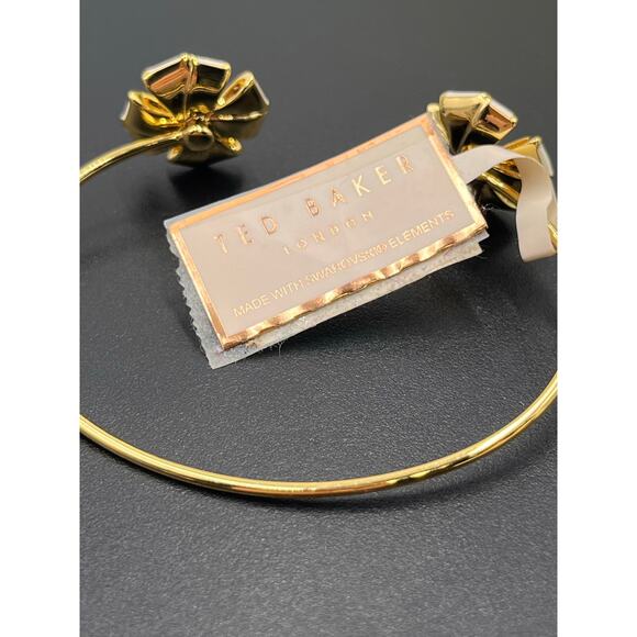 Ted Baker Rosenna Double Rosette Cuff White Enamel Gold Tone Bracelet - Picture 5 of 7